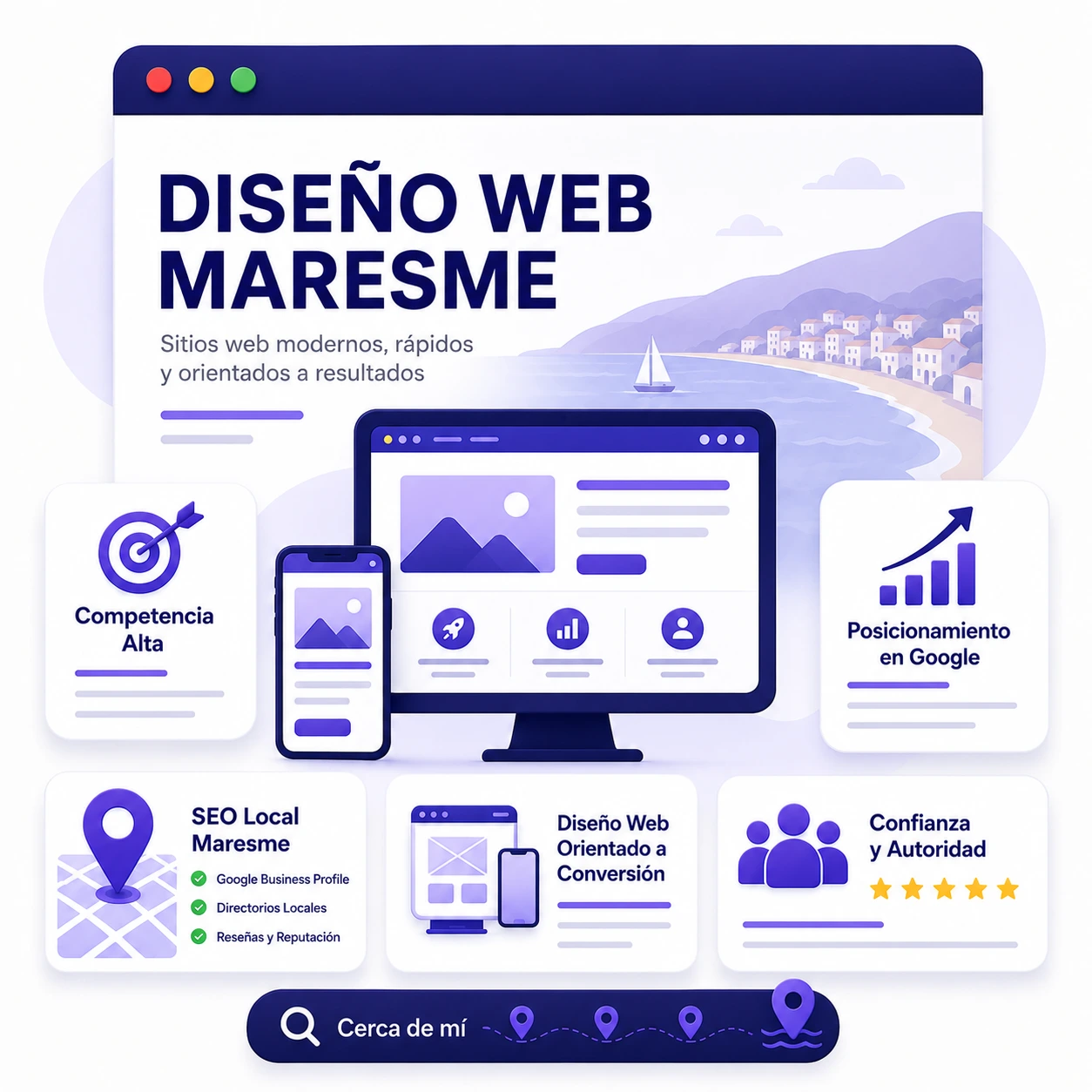 Diseño web en Maresme orientado al SEO local, posicionamiento en Google y captación de clientes para negocios locales